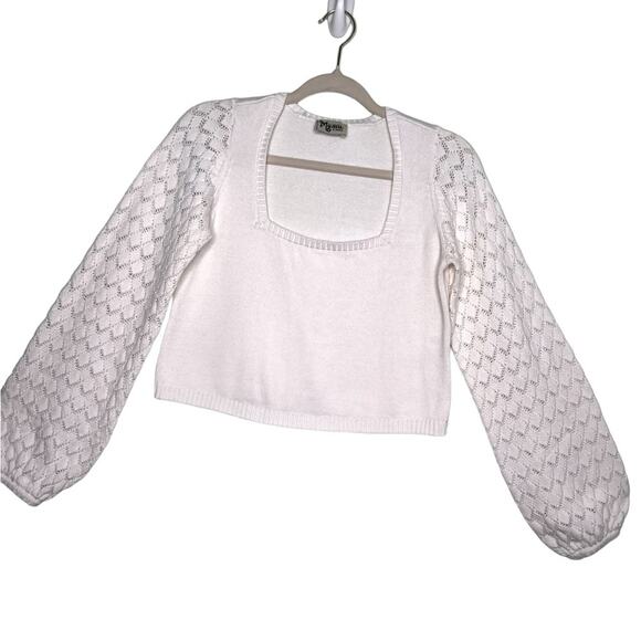 Show Me Your MuMu White Cropped Sweater Size XS - Picture 2 of 14